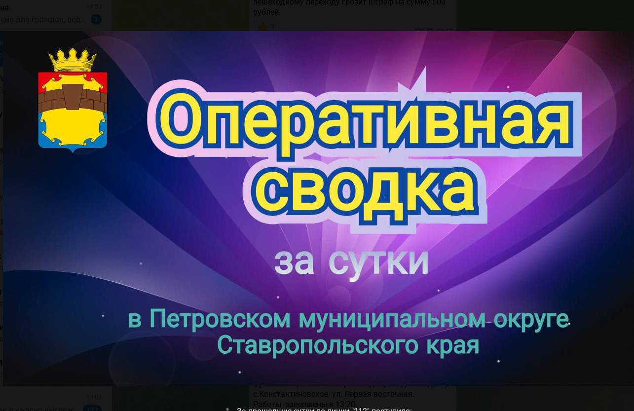 Сводка по Петровскому округу за прошедшие сутки.