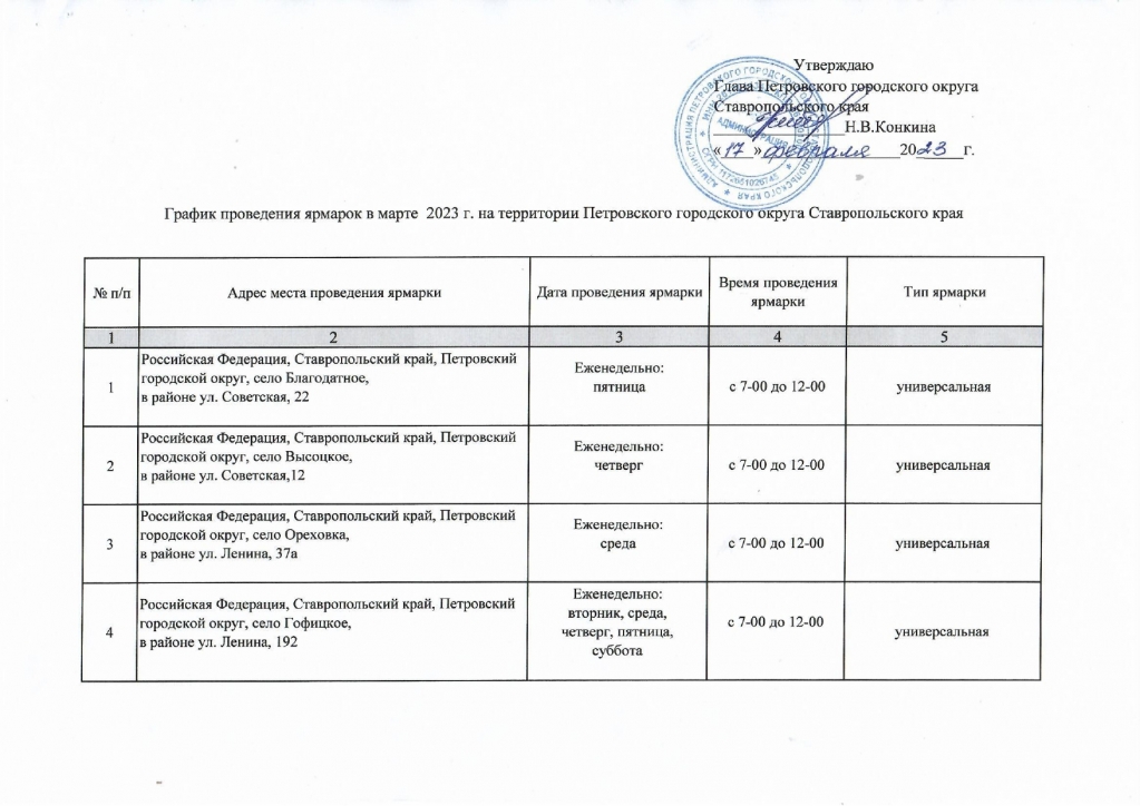 График ярмарок на март 2023 года.