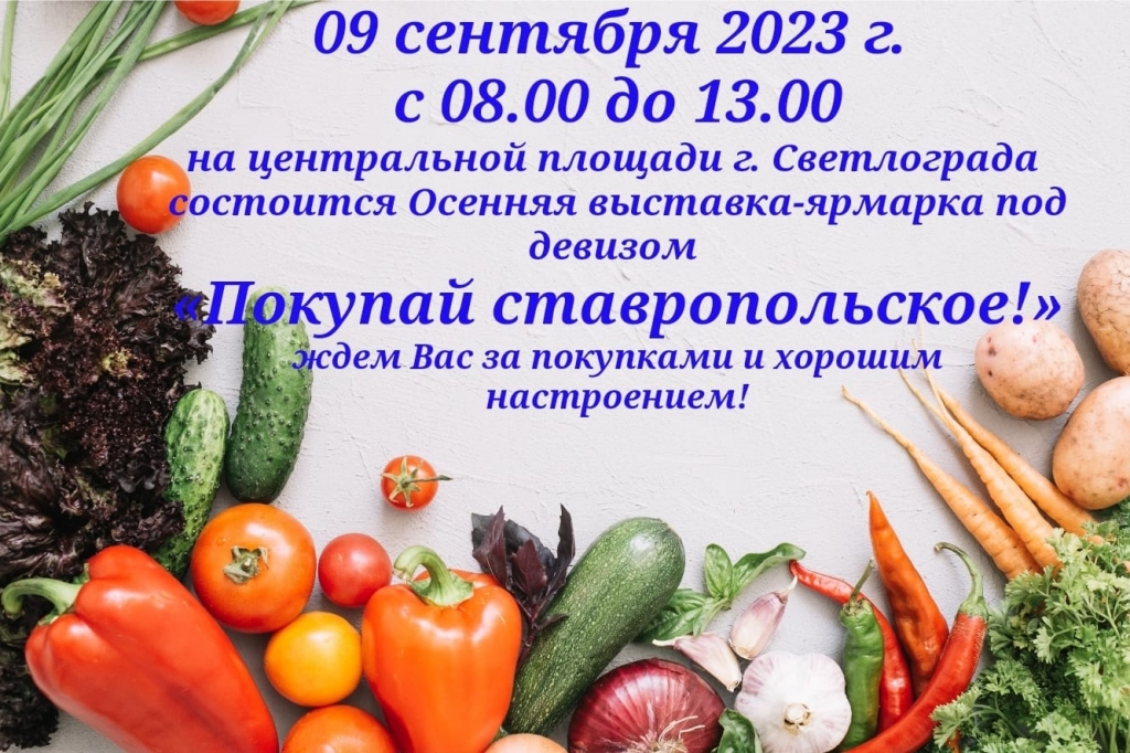 9 сентября состоится выставка-ярмарка под девизом &quot;Покупай ставропольское!&quot;.